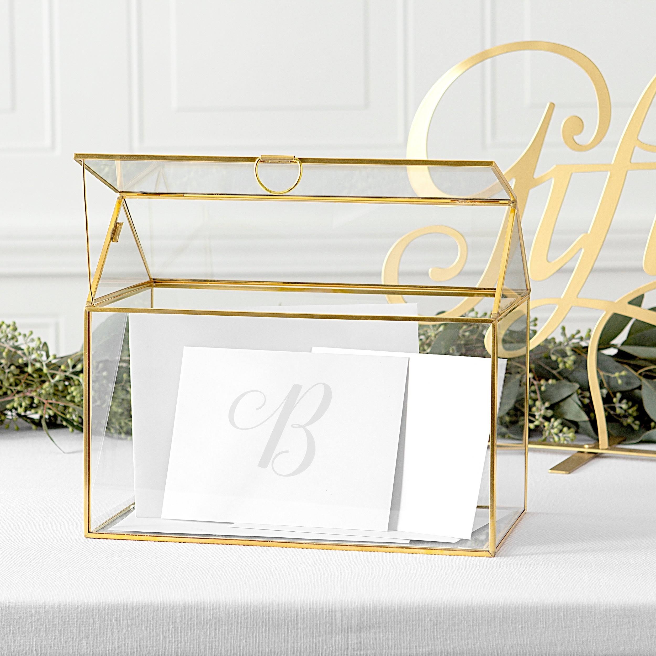 Gold Wedding Glass Terrarium Card Holder O287679