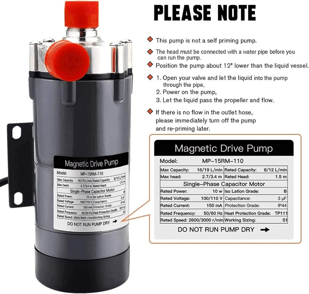 Magnetic Drive Pump 15RM with 1/2" NPT Thread, Black, Pack of 2 A887