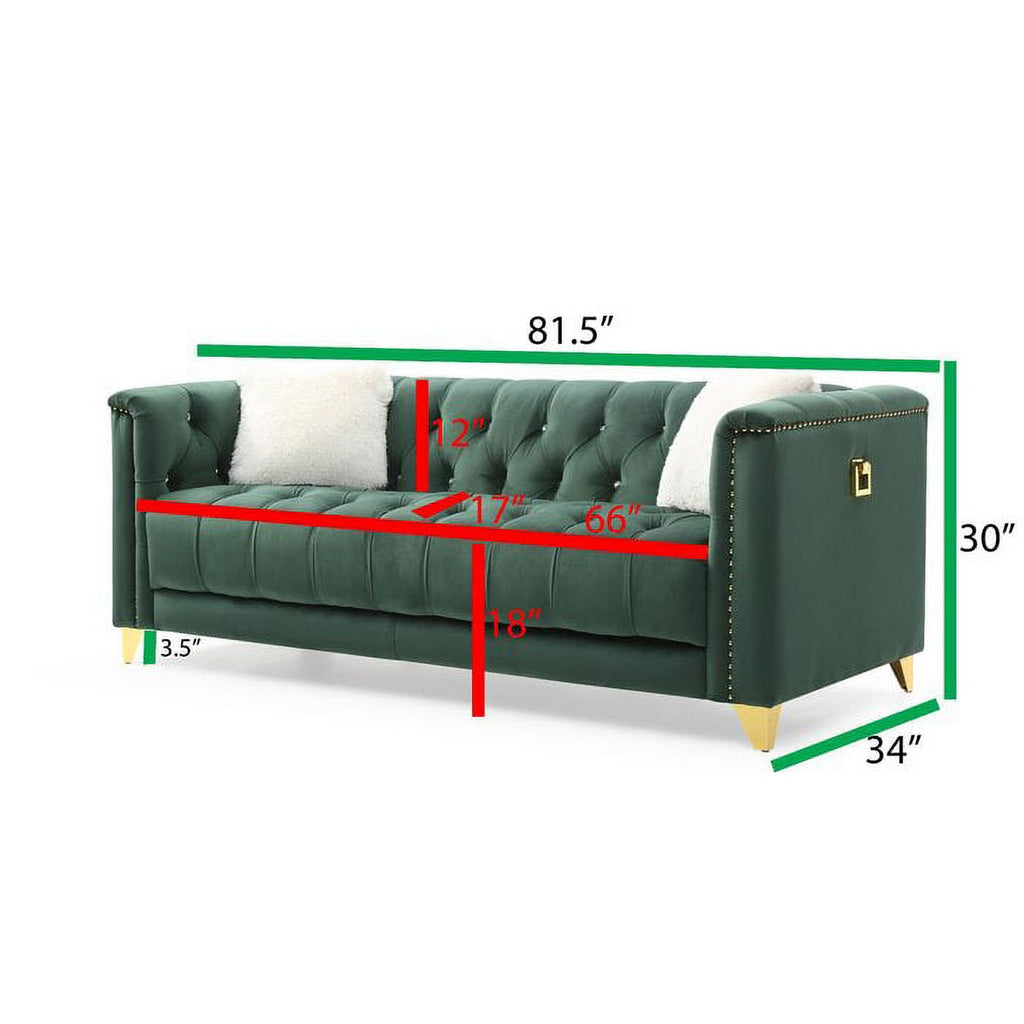 Green Tufted Upholstery 2 Pc Living Room Set R987