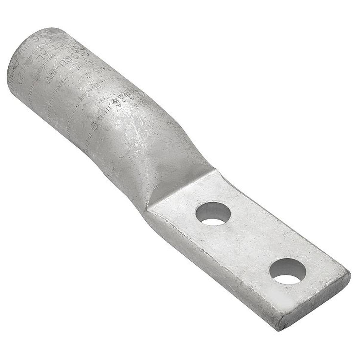 Two-Hole Lug Compression Connector, Straight Barrel, Cable Size 400 kcmil, Standard Aluminum B95328