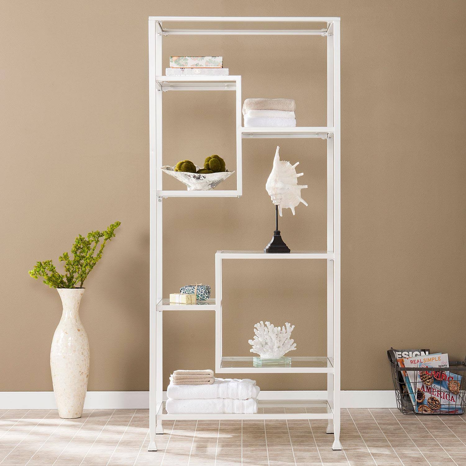 White Asymmetrical Bookcase Q948547