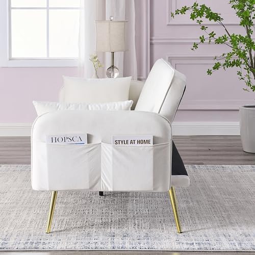 Black Linen Fabric Convertible Futon Sofa Bed with Adjustable Backrest and Metal Legs L475