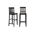 Black Wood Bar Stool with Slat Back and Walnut Seat (Set of 2) T79901