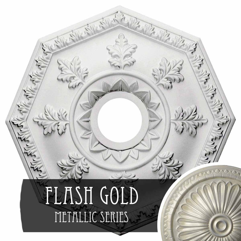 18 inchod x 3 1/2 inchid x 1 1/2 inchp Hand-Painted Flash Gold Ceiling Medallion L924483