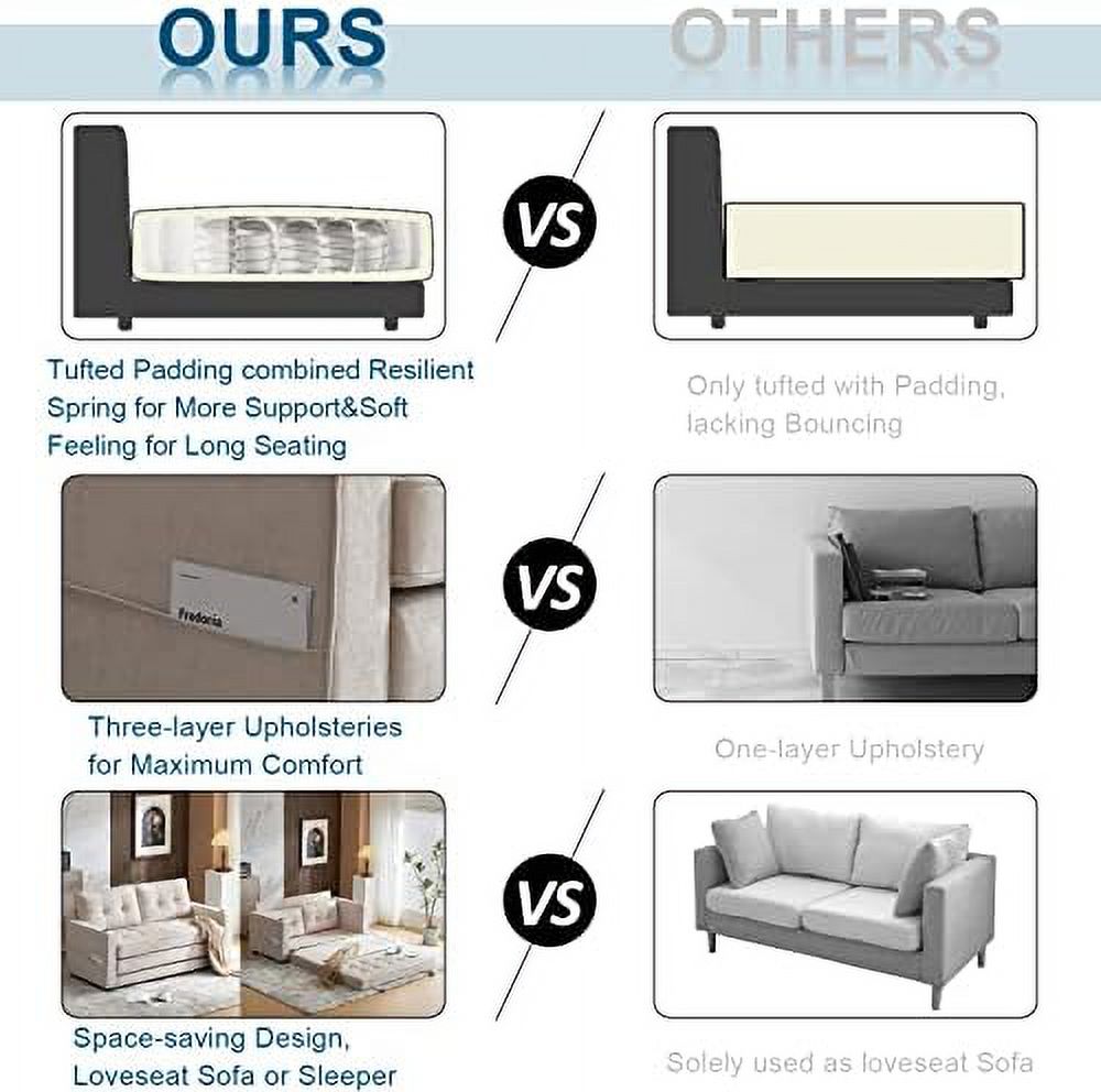 Full Size Futon Sofa Bed Chenille Loveseat Sofa Sleeper Pull Out Couch Q50479