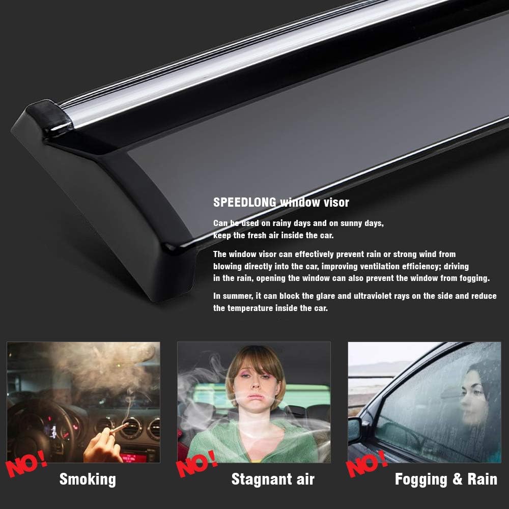 Car Window Visor Vent Shade Deflector Sun/Rain Guards X7649