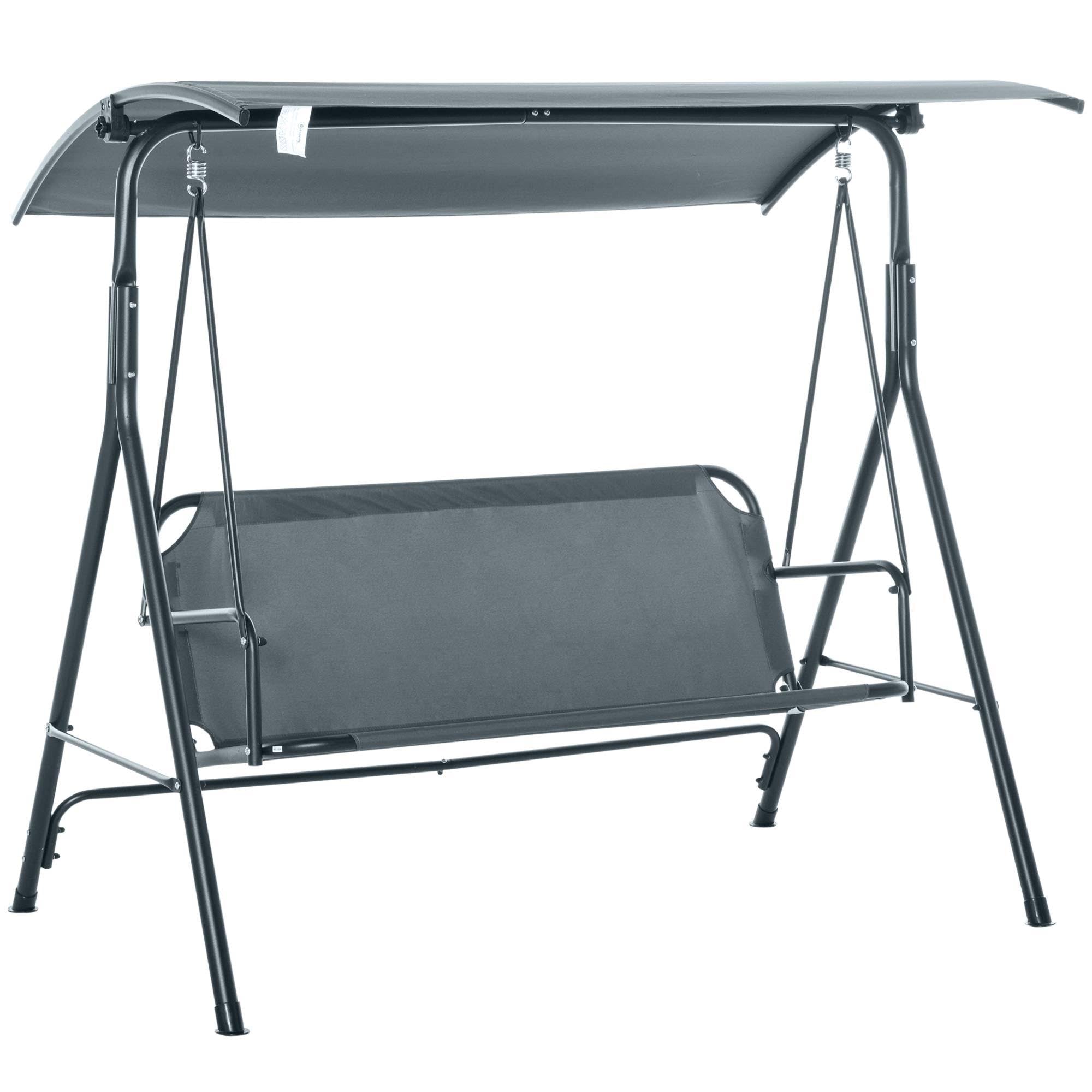 3-Person Grey Metal Patio Swing with Canopy O515504