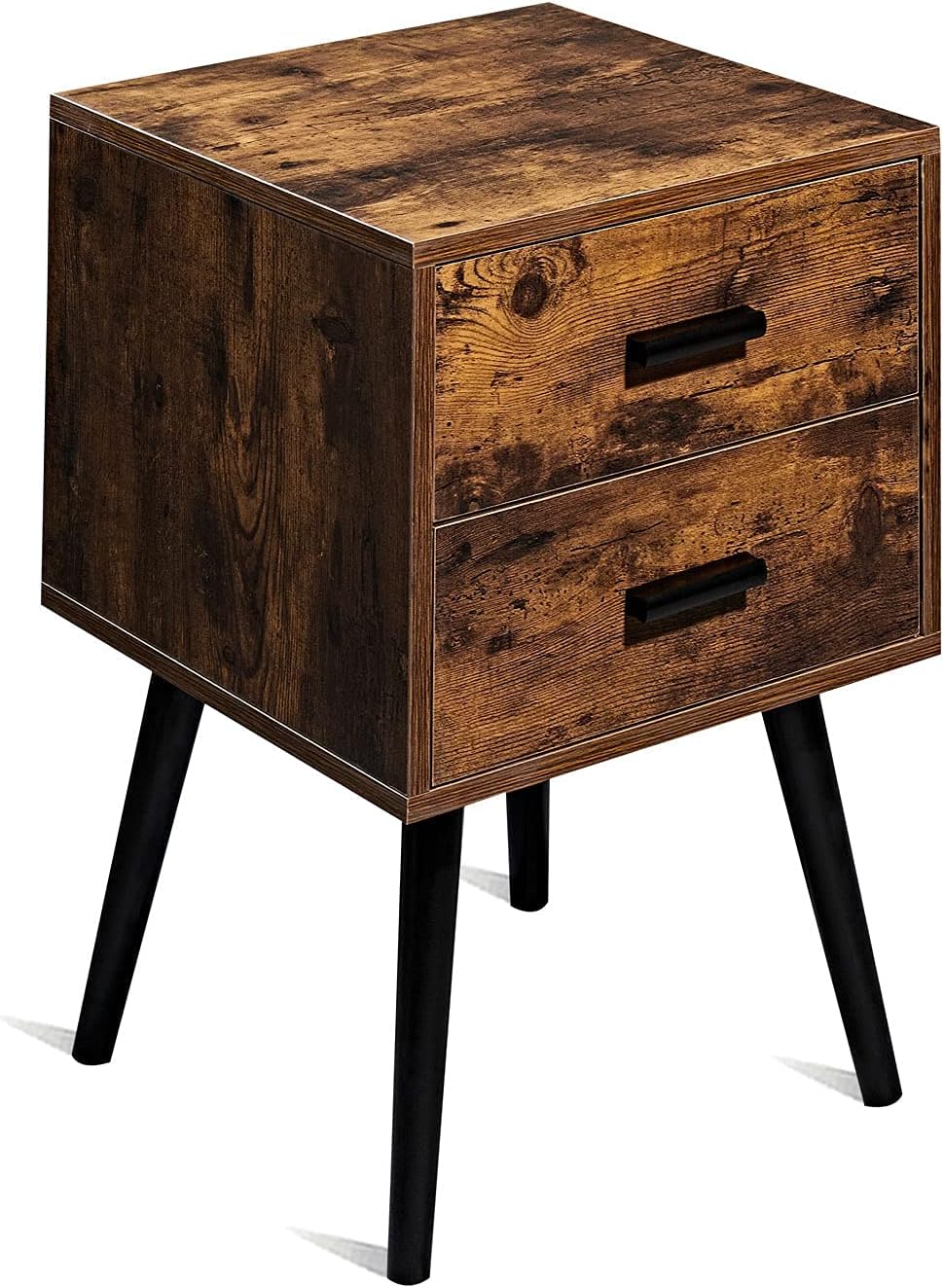 Rustic Brown Wooden Night Stand with 2 Drawers Q50692
