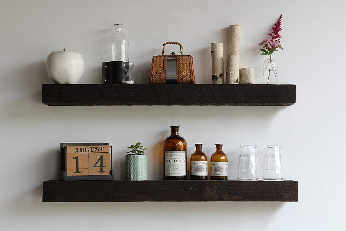Reclaimed Wood Floating Shelves, Set of Two C3701