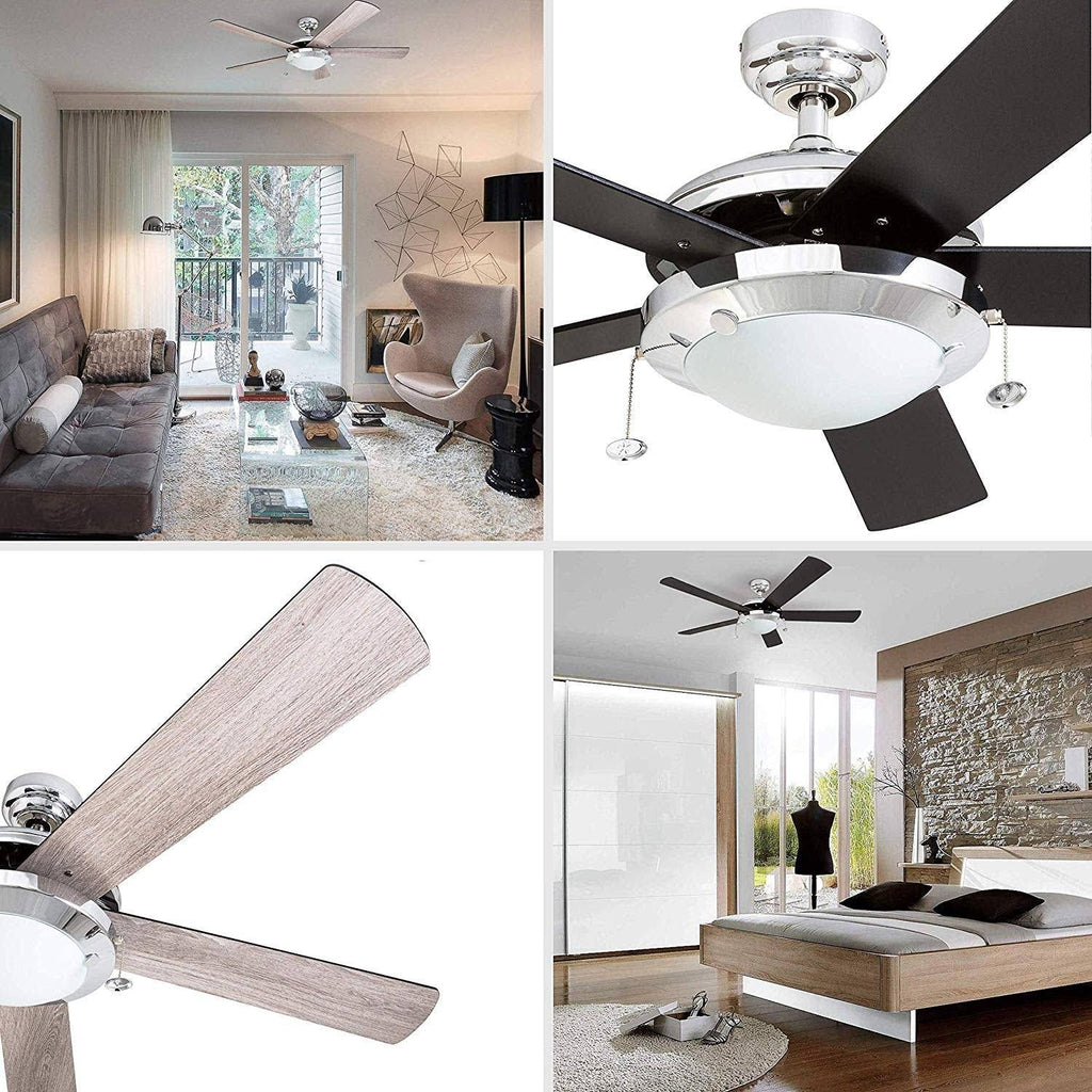 Chrome Contemporary Rustic Ceiling Fan, 52 LED J75815