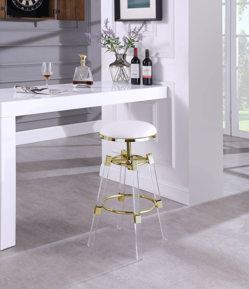 White Faux Leather Adjustable Stool Set of 2 G786604