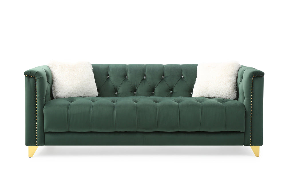 Green Tufted Upholstery 2 Pc Living Room Set R987