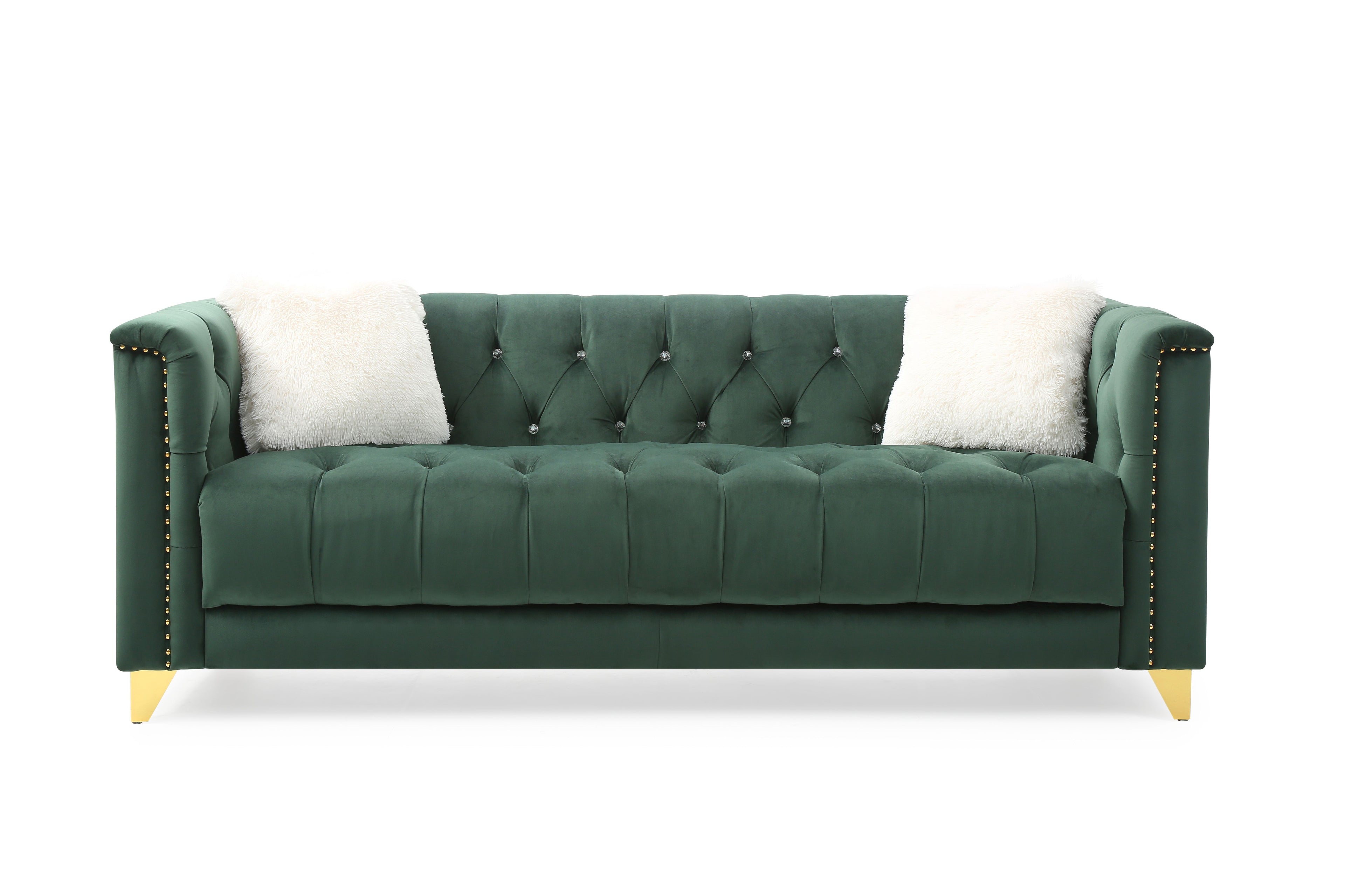 Green Tufted Upholstery 2 Pc Living Room Set R987