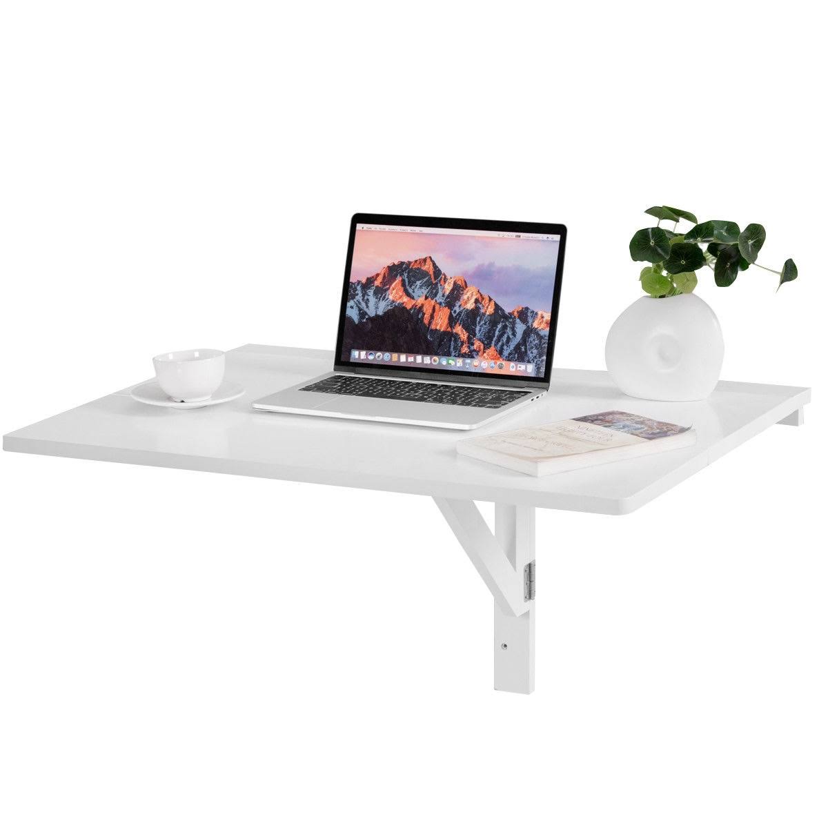 White Folding Wall-Mounted Drop-Leaf Table N7306