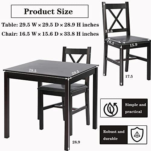 Brown 3 Piece Wooden Dining Table Set O7611