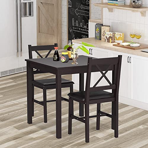 Brown 3 Piece Wooden Dining Table Set O7611