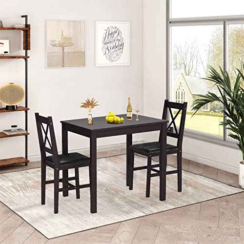 Brown 3 Piece Wooden Dining Table Set O7611