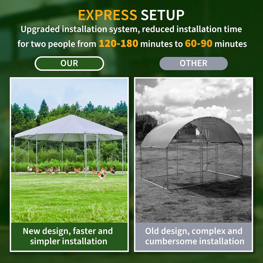 Large Octagon Chicken Coop with Galvanized Steel Frame C517983