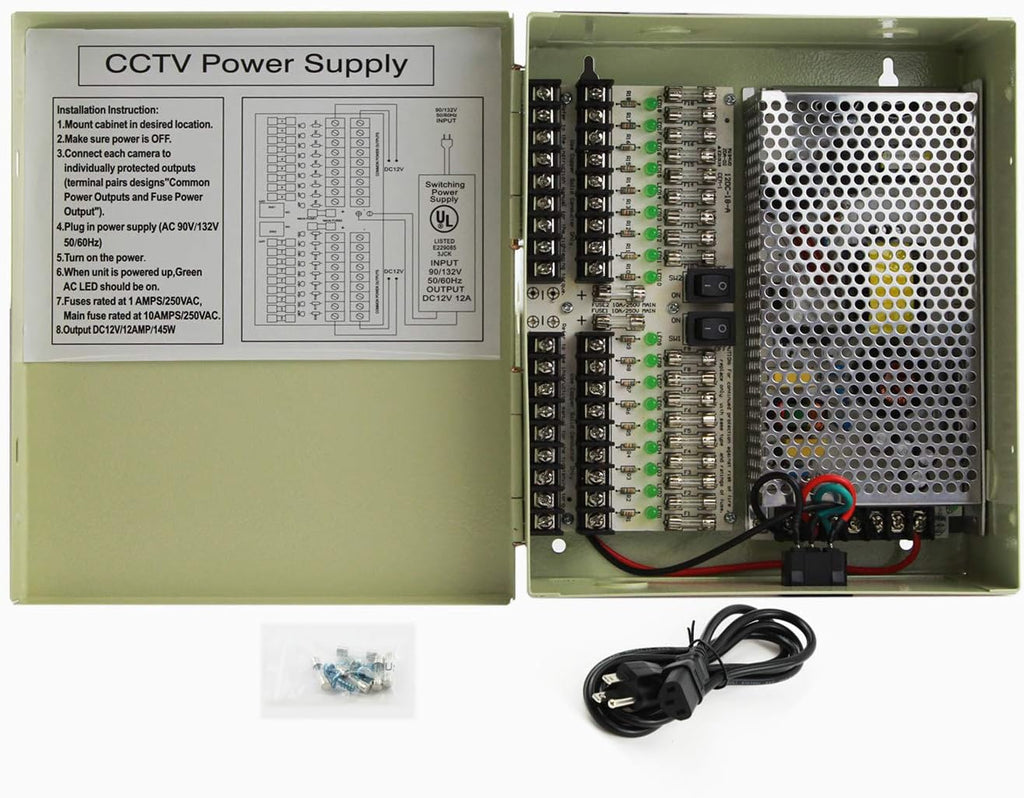 18 Output 29 Amp 12V DC CCTV Power Supply Box Pack of 2 L5772