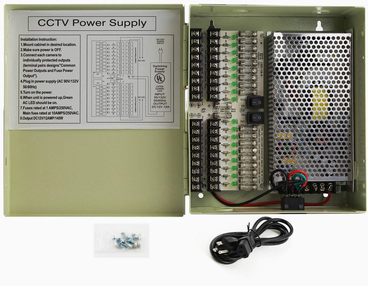 18 Output 29 Amp 12V DC CCTV Power Supply Box Pack of 2 L5772