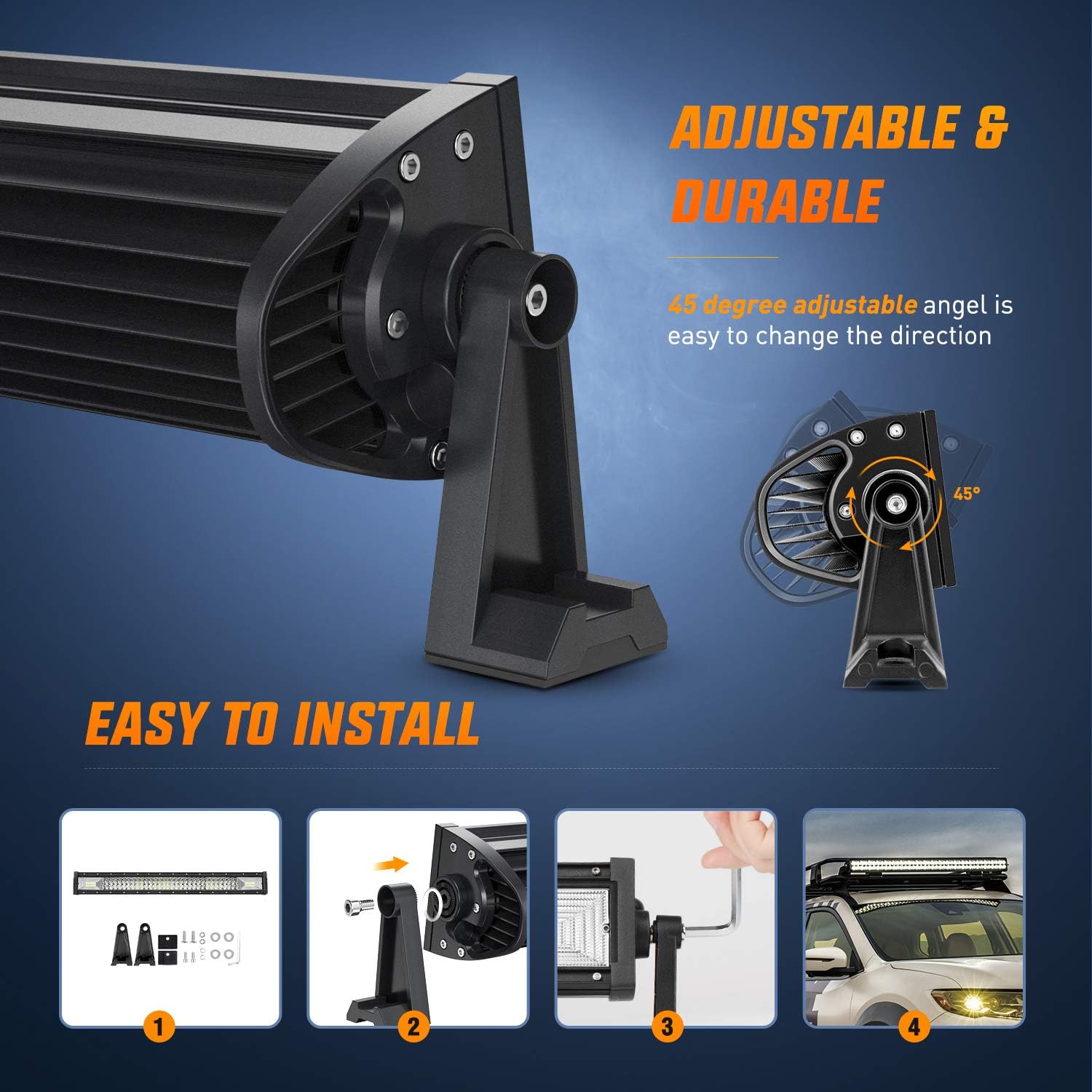 32Inch 378W Triple Row LED Light Bar Flood Spot Combo Pack of 2 H648