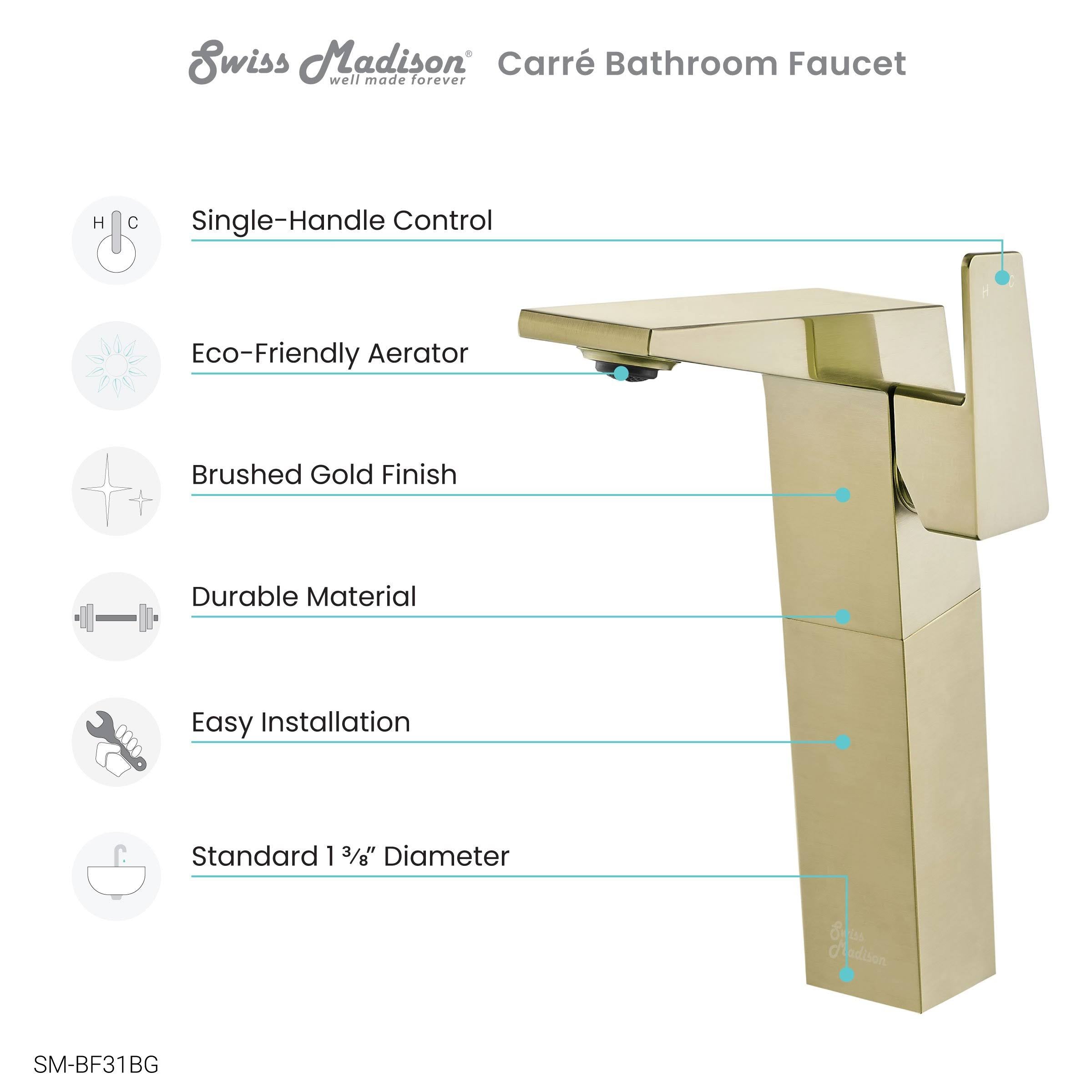 Brushed Gold Single Handle Bathroom Faucet H454