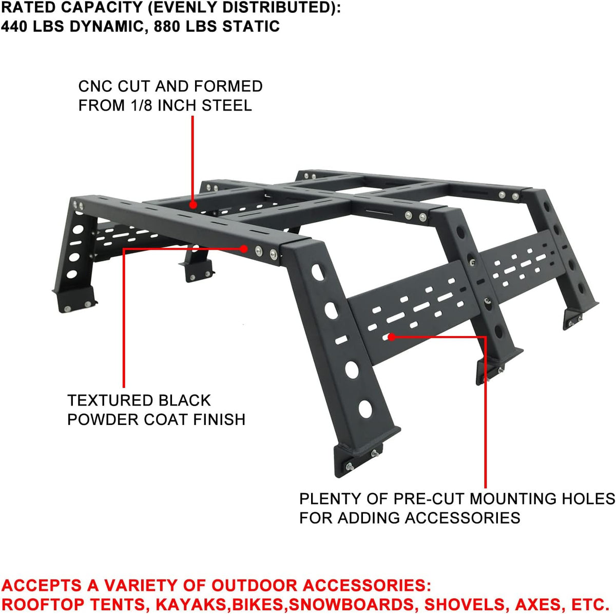 Truck Bed Rack No-Drill Cargo Rack System G9359