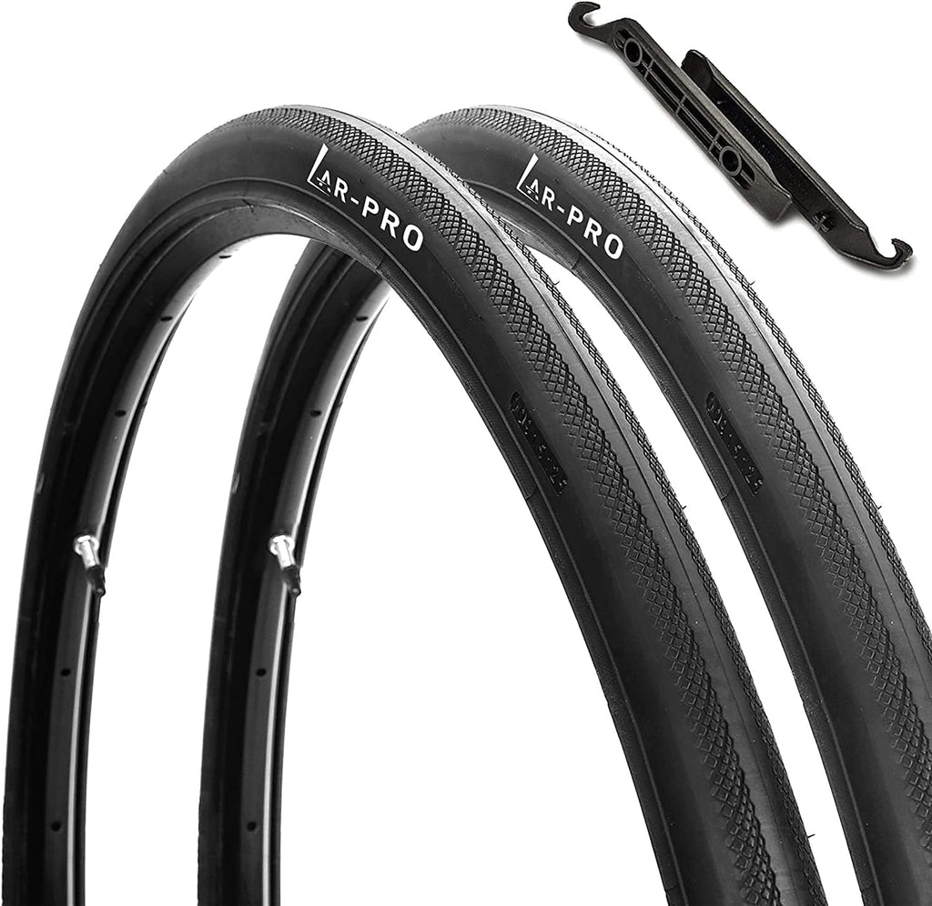 (2 Set) 28 Inches 700x23c Replacement Road Bike Tires and Inner Tubes with 48mm Reinforced Brass Presta Valves and 2 Tire Levers C693