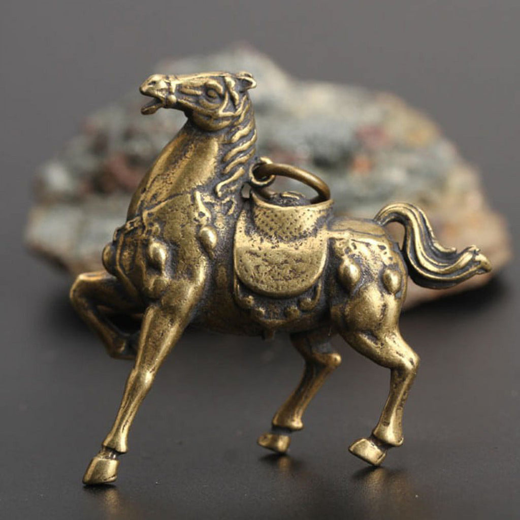 Solid Copper Race Horse Miniature Figurines Desk Decor Ornament Handmade Crafts C3802