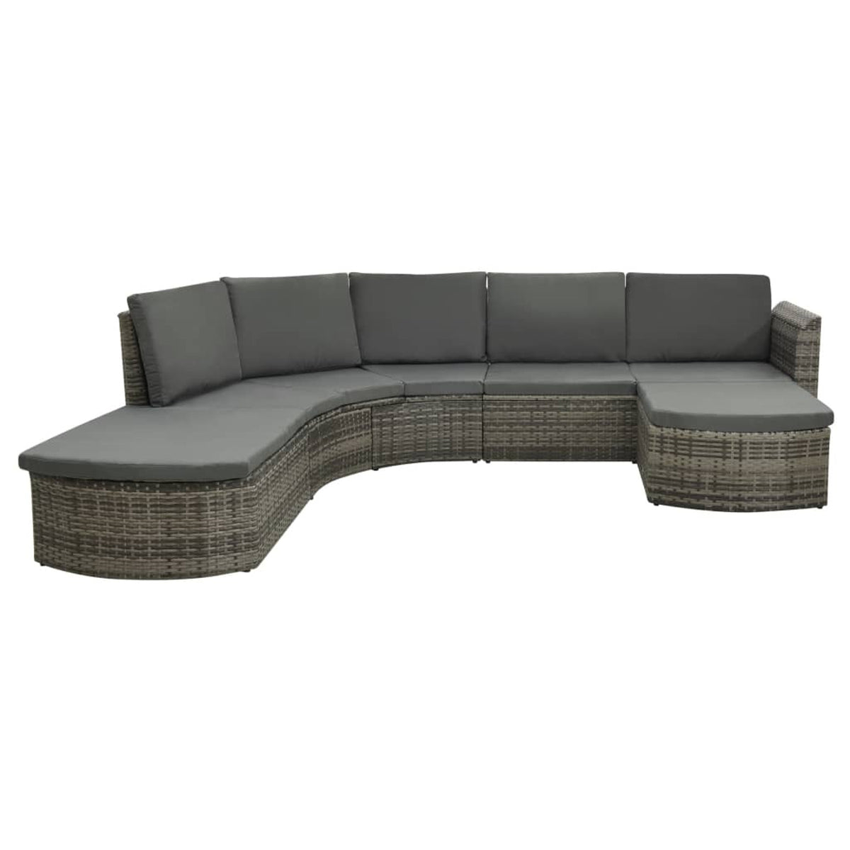 4 Piece Poly Rattan Gray Outdoor Sectional Sofa Set with Cushions E981509