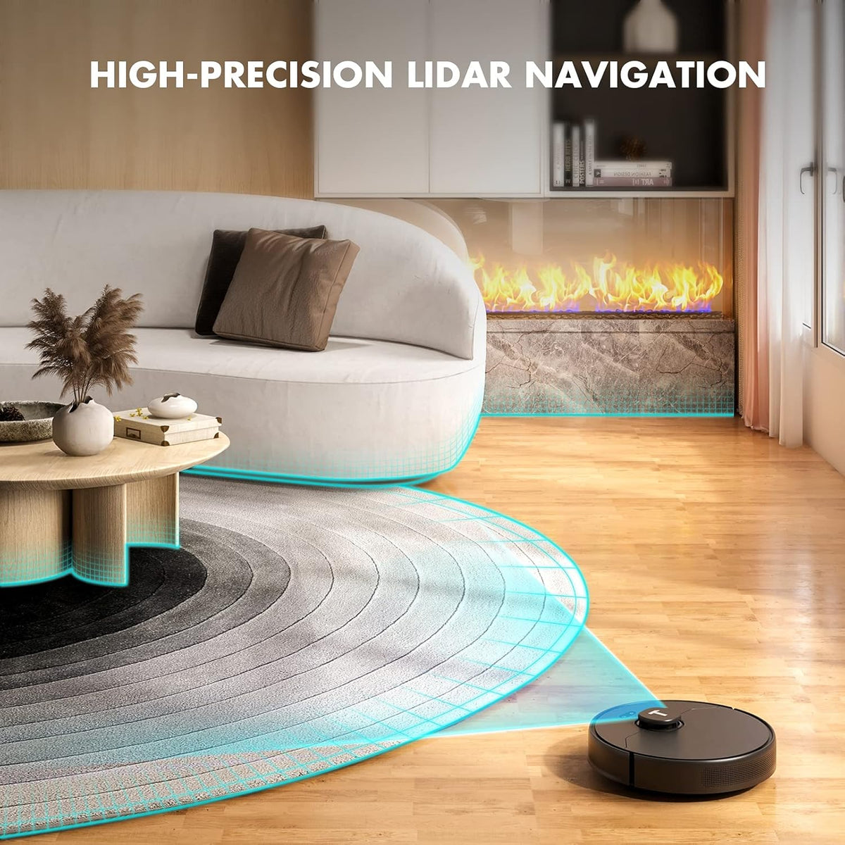 Robot Vacuum and Mop 2-in-1 with Lidar Navigation, 2000Pa Suction, Black H632687