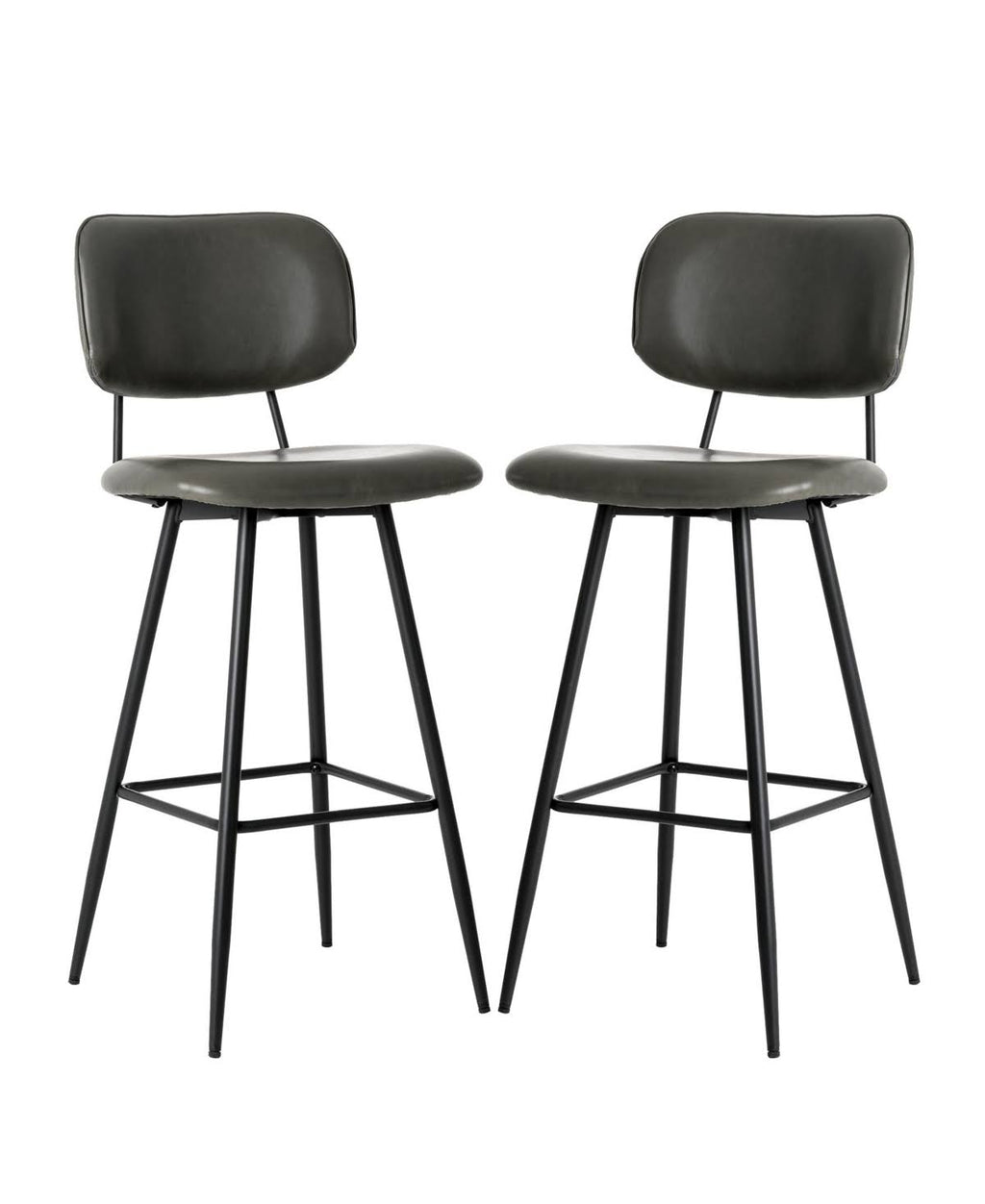 Grey PU Leather Bar Stool with Back, Set of 2 E48462