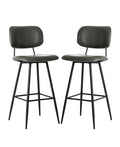 Grey PU Leather Bar Stool with Back, Set of 2 E48462