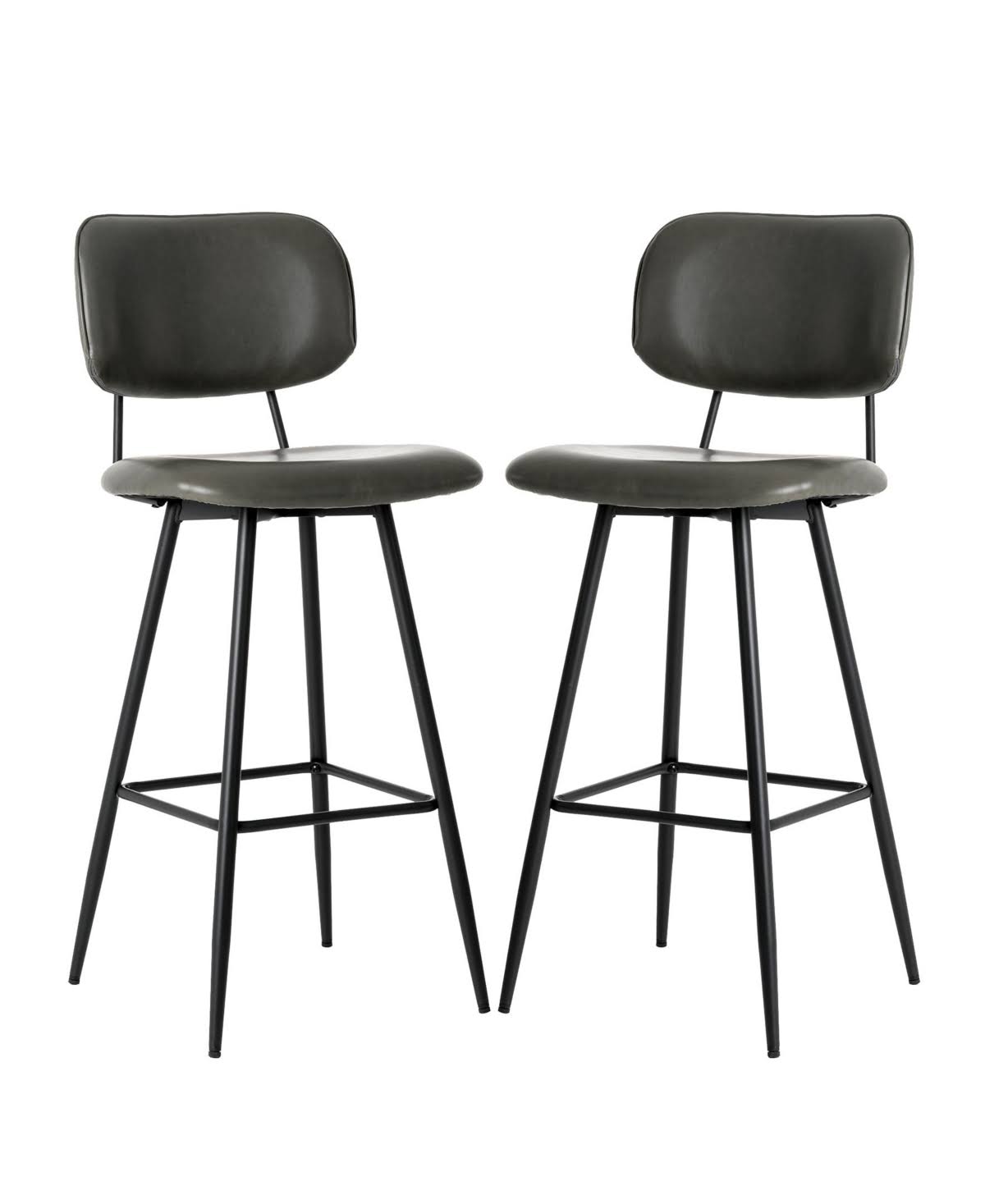 Grey PU Leather Bar Stool with Back, Set of 2 E48462