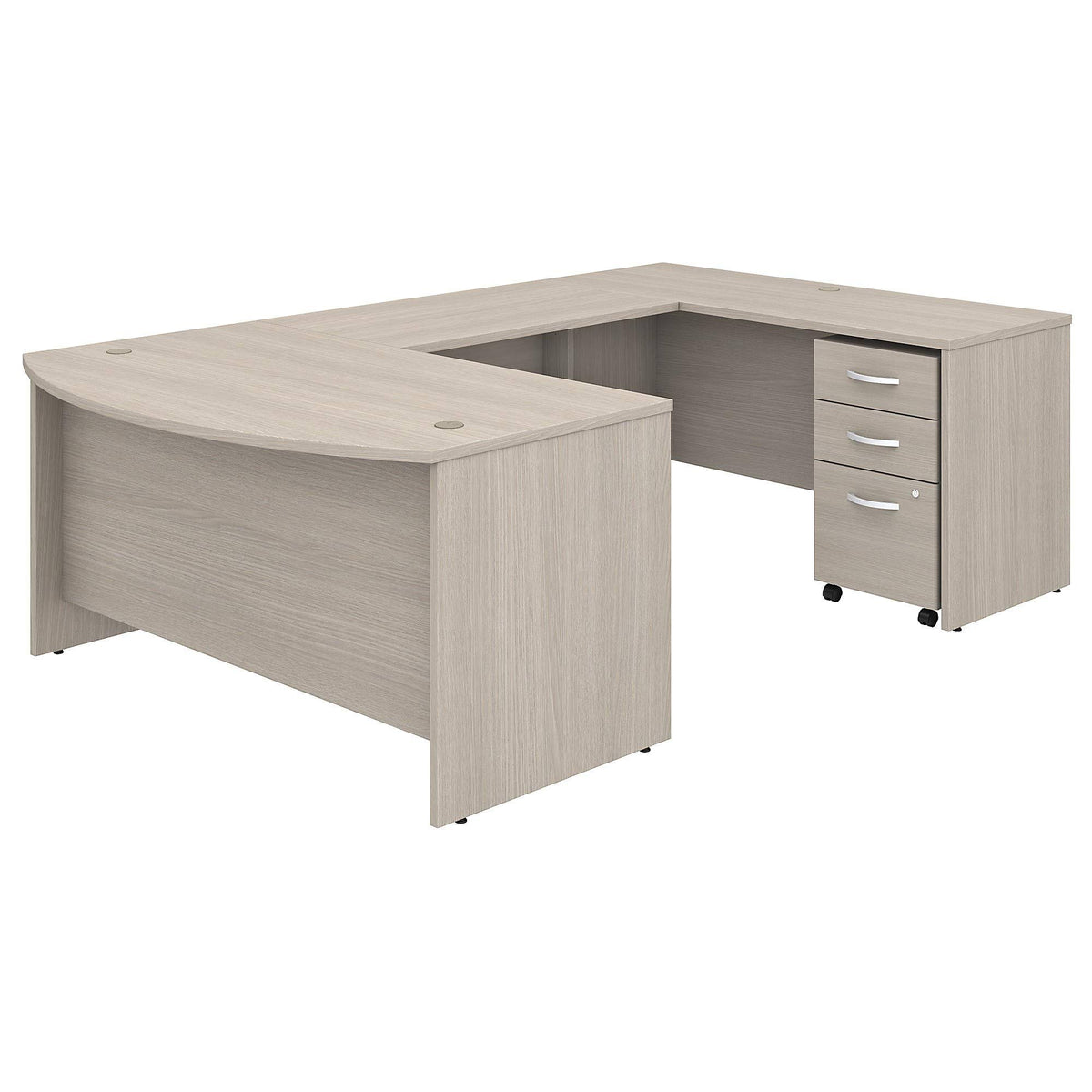 Sand Oak U Shaped Desk with Mobile File Cabinet I232159