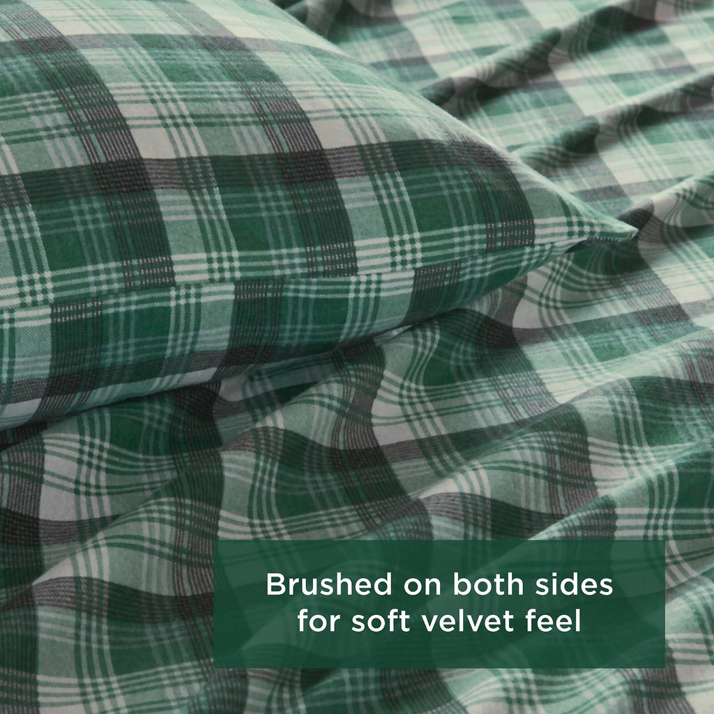 Green Plaid 4 PCS Cal King Sheet Set W674502