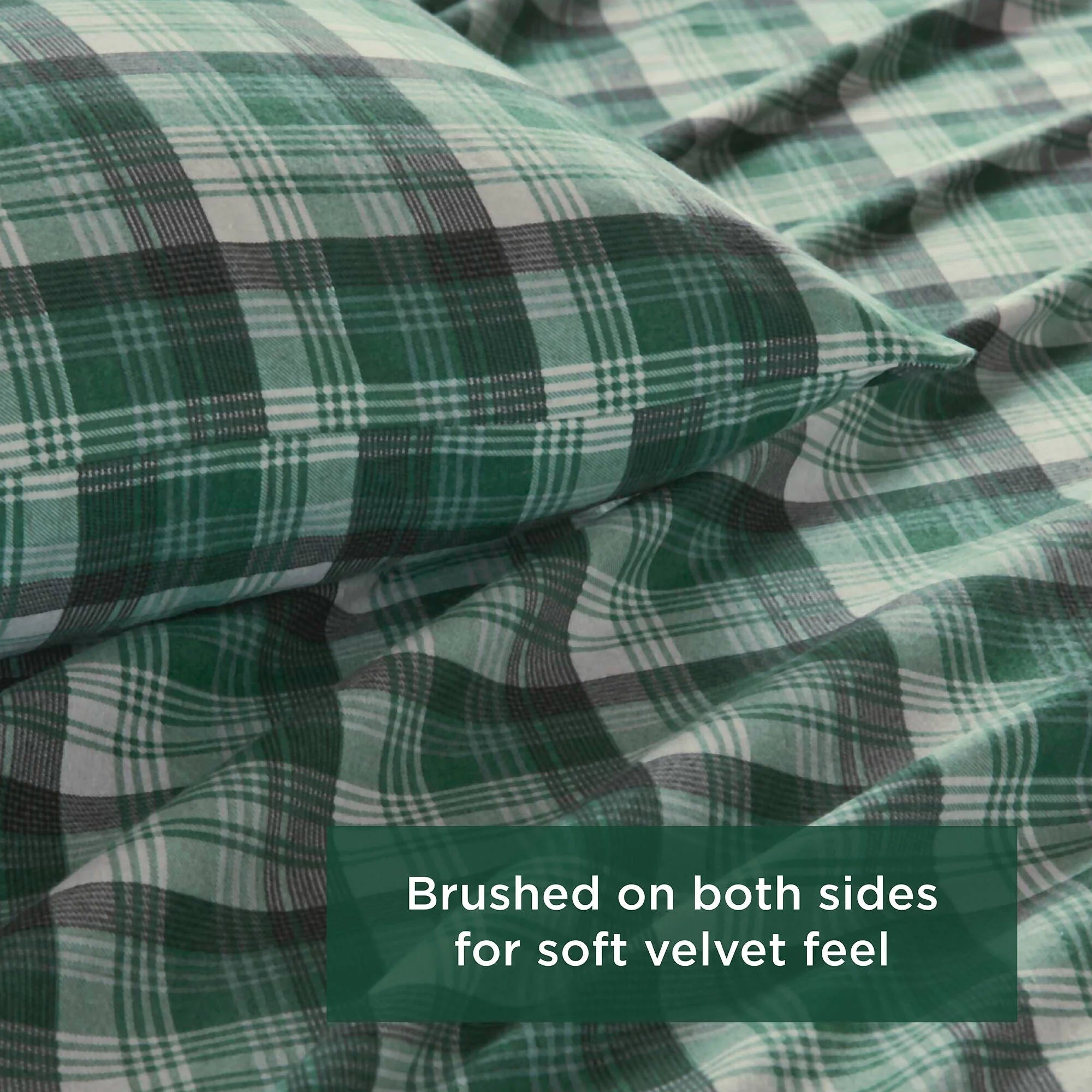 Green Plaid 4 PCS Cal King Sheet Set W674502