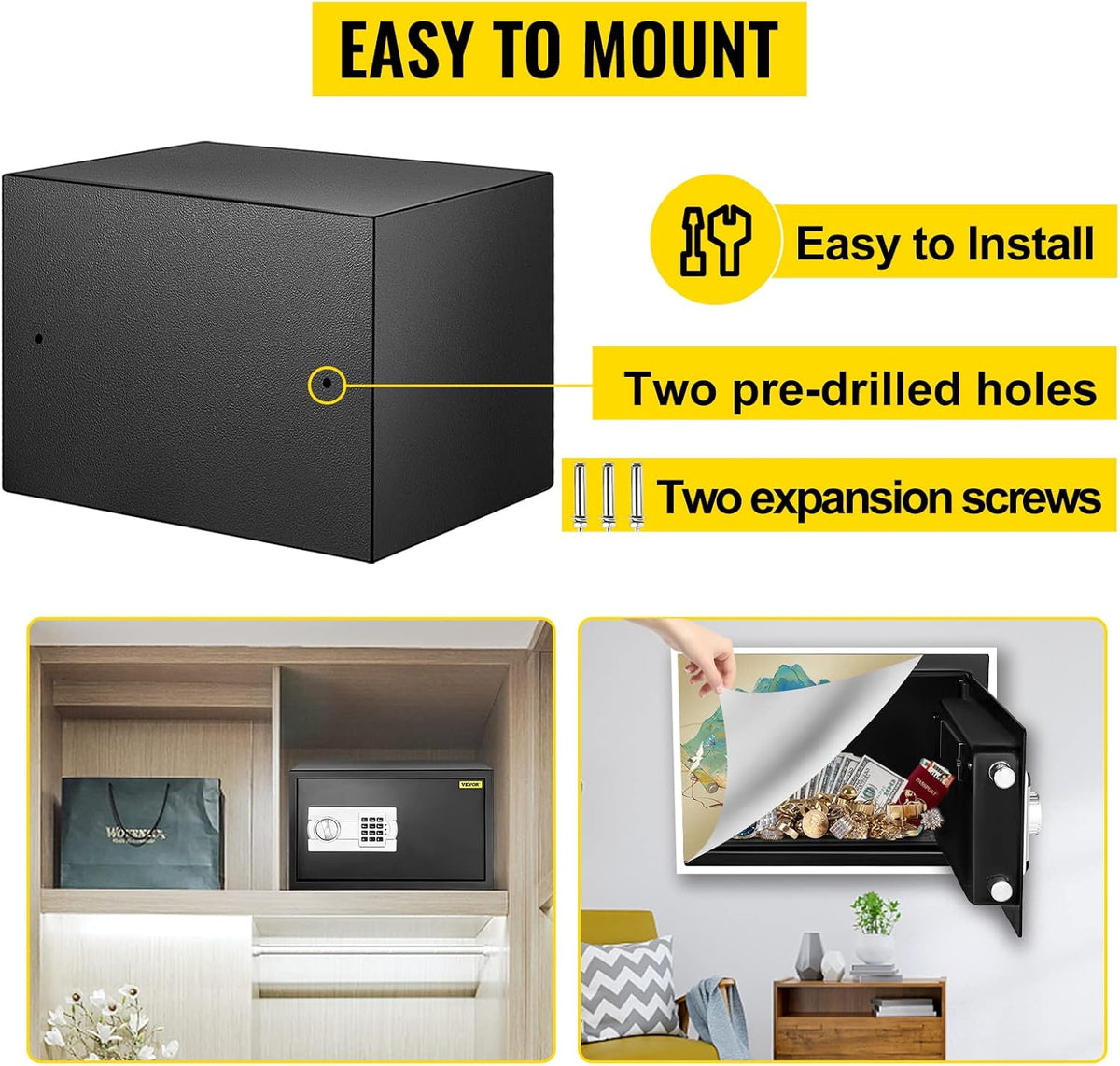0.8 Cubic Feet Carbon Steel Digital Safe Box with Two Keys W545347