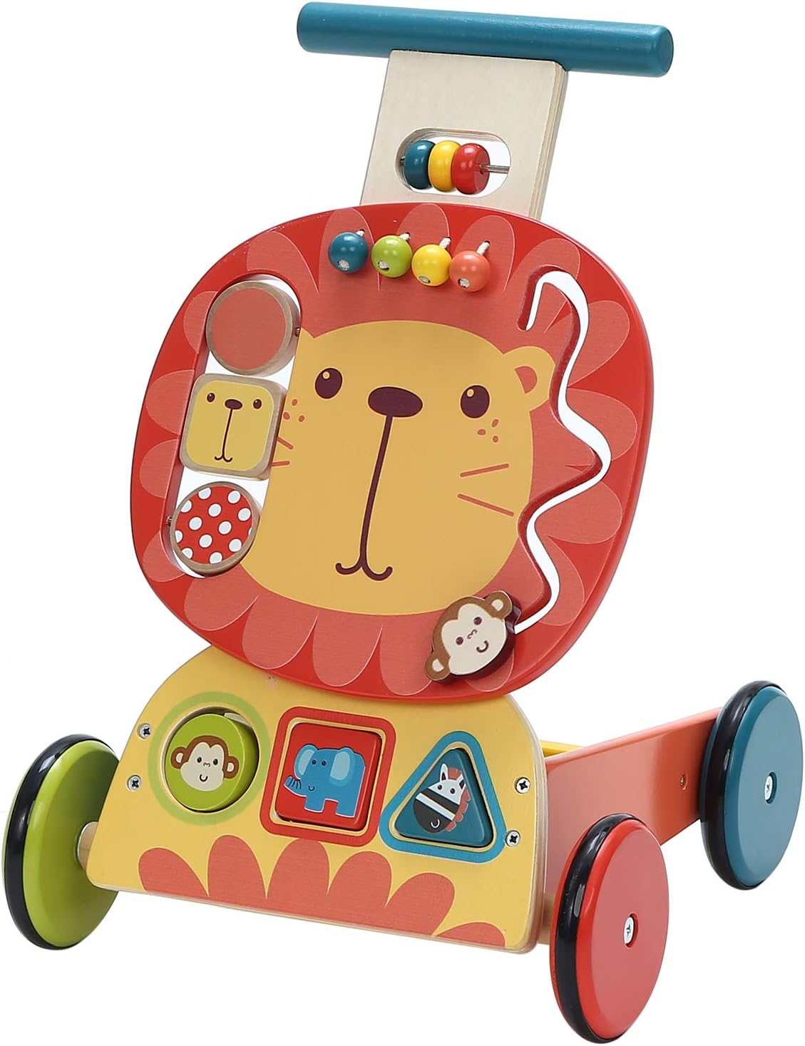 Yellow 4 Wheels Wooden Baby Walker Push Toy Cart G448324