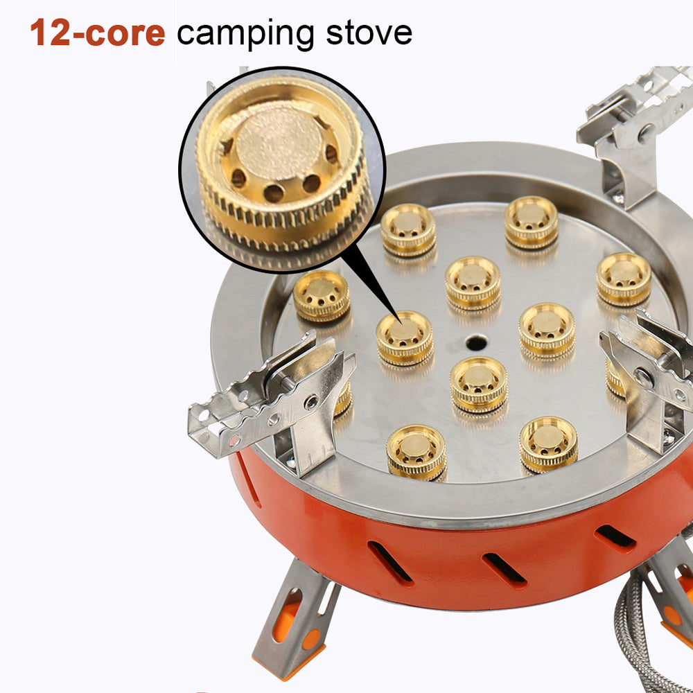 12 Core Windproof Backpacking Stove with Piezo Ignition R9078