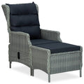 Light Gray Poly Rattan Reclining Patio Chair with Footstool J562