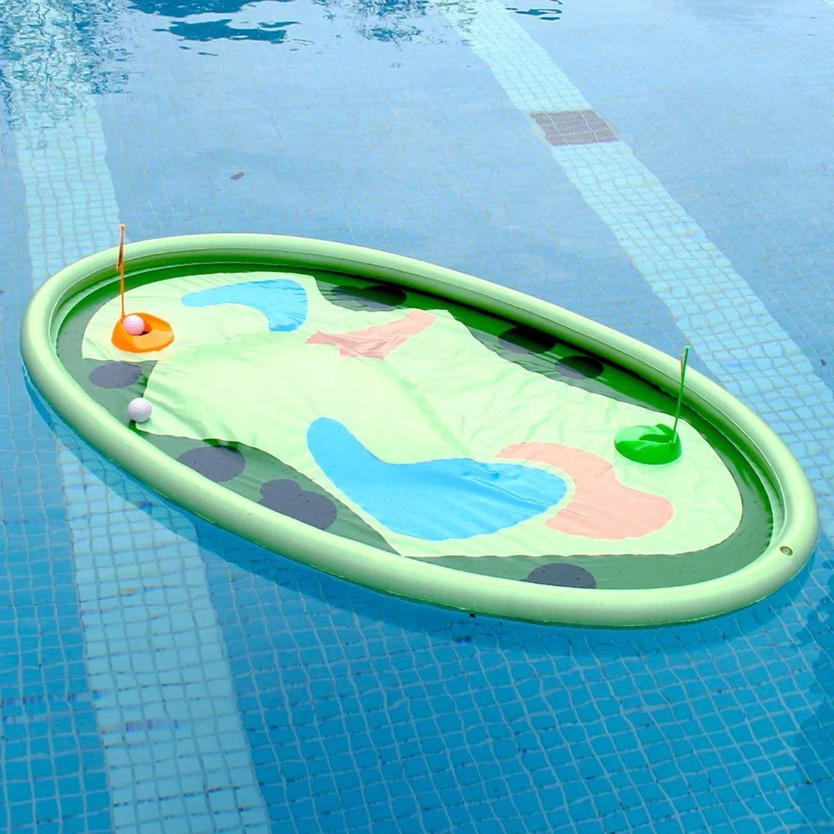 Inflatable Pool Golf Game with 10 Balls, 2 Holes, and 2 Flag Q873
