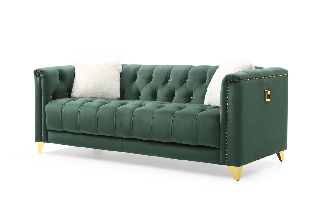 Green Tufted Upholstery 2 Pc Living Room Set R987