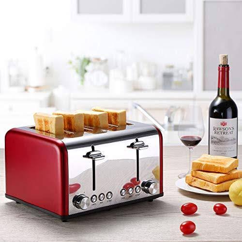 Red 4 Slice Stainless Steel Toaster R895