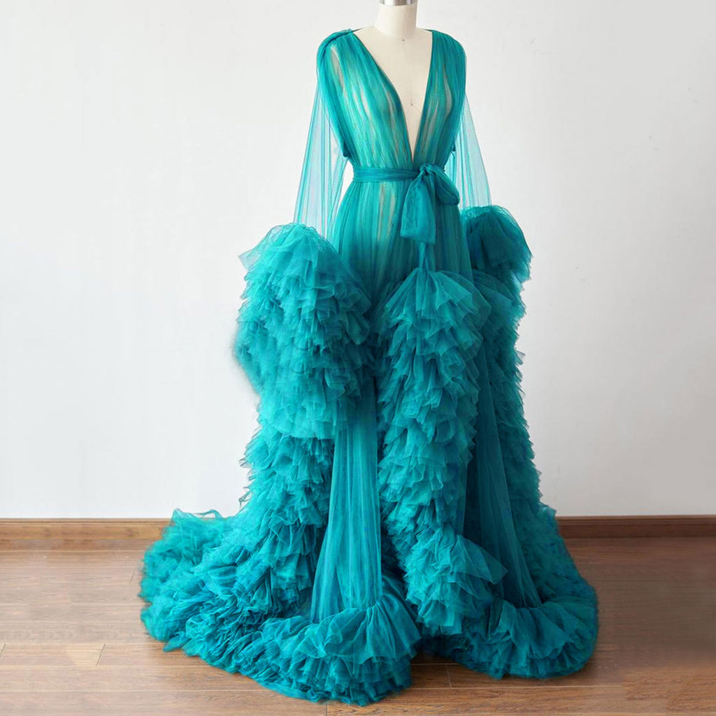 Sheer Long Tulle Robe for Maternity Photoshoot G7981