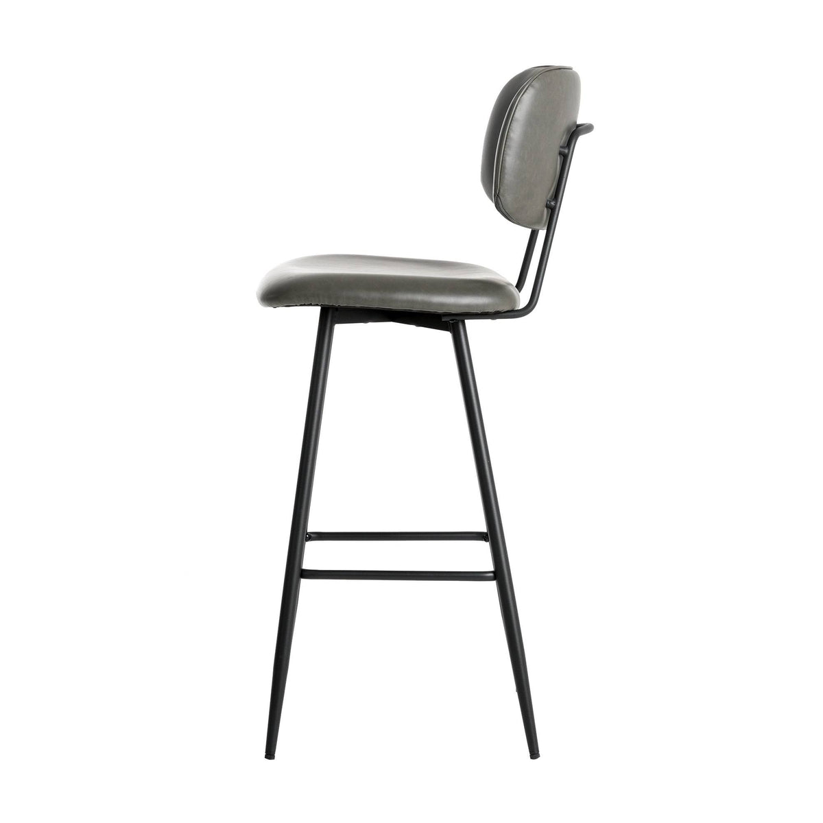 Grey PU Leather Bar Stool with Back, Set of 2 E48462