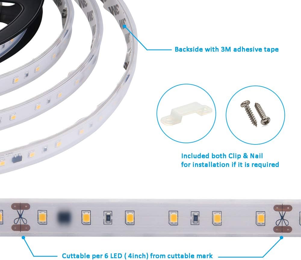 Dimmable LED Strip Lights 16.4ft Under Cabinet Light I5340