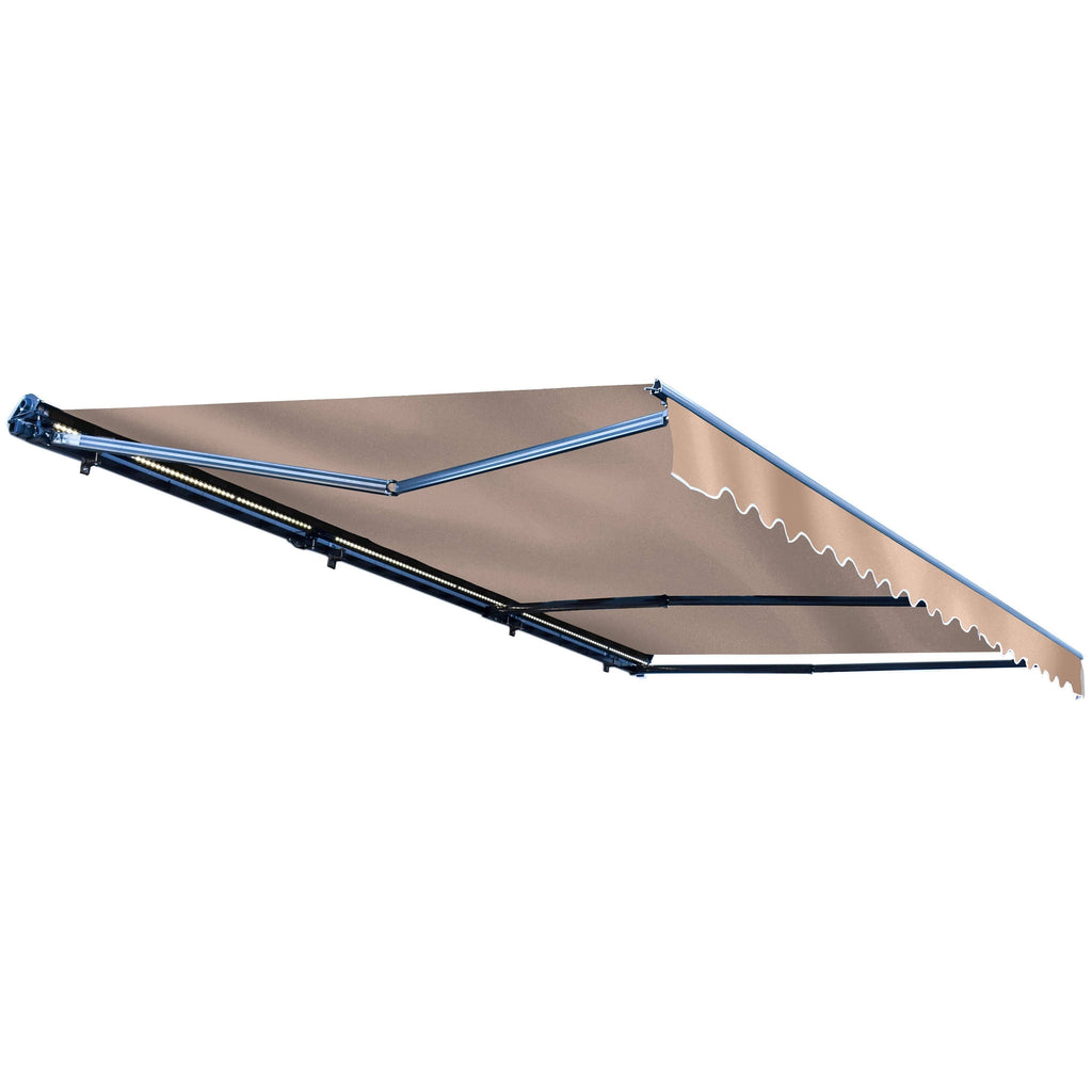 Motorized LED Half Cassette Retractable Awning 10 x 8 Feet, Sand S649