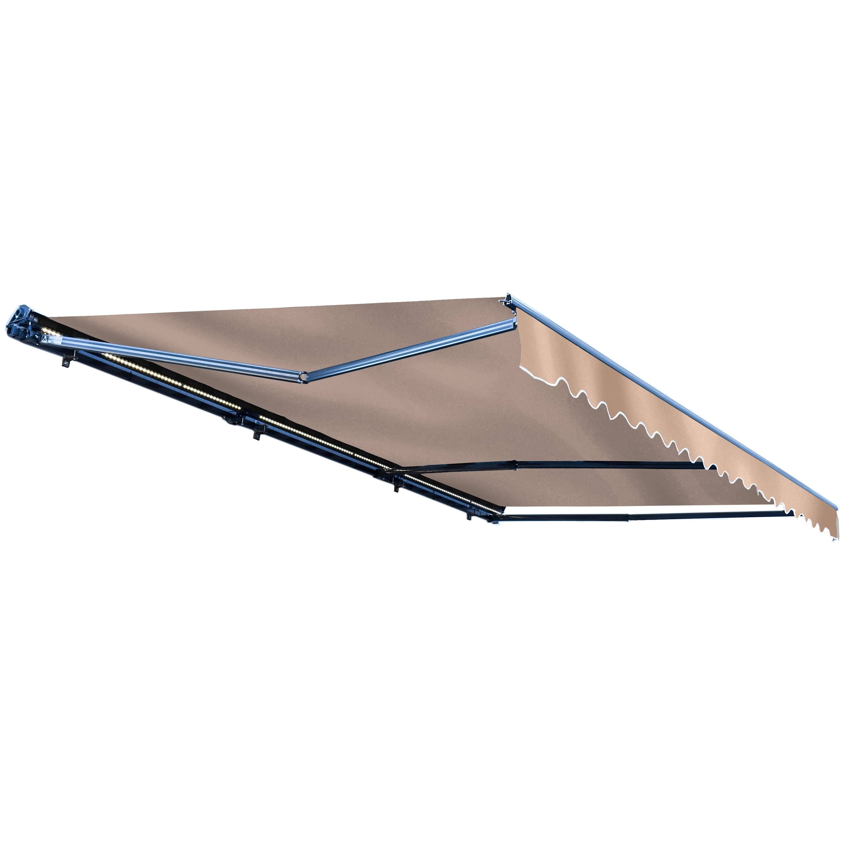 Motorized LED Half Cassette Retractable Awning 10 x 8 Feet, Sand S649
