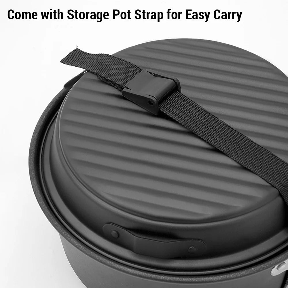 Lightweight Portable Camping Cookware Set with Pots, Pans, and Kettle O1125